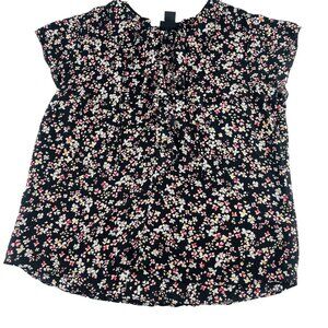 Liz Claiborne Career Petite Womens Blouse Size PL  Short Sleeve Floral